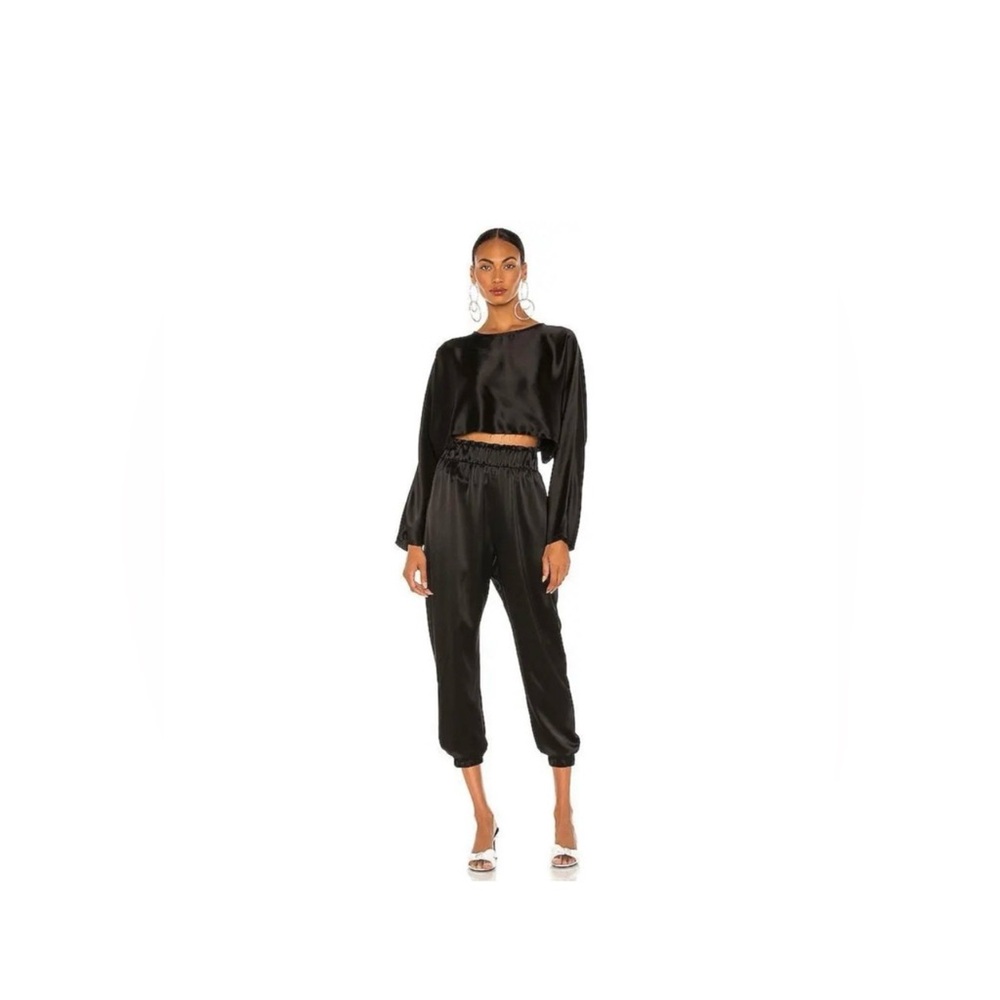 NONchalant Black Satin Jogger Set